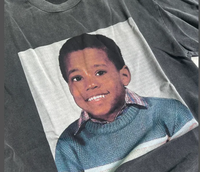 KANYE WEST YE CHILD VINTAGE PHOTO TEE American Retro Vintage Childhood Kanye Portrait English Printed Short sleeved T-shirt