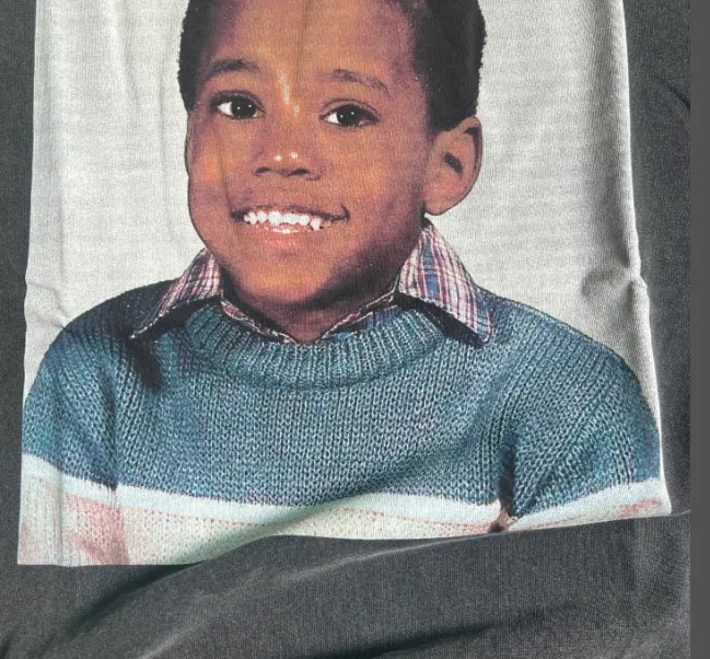 KANYE WEST YE CHILD VINTAGE PHOTO TEE American Retro Vintage Childhood Kanye Portrait English Printed Short sleeved T-shirt