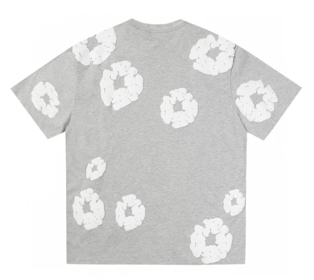 DENIM TEARS Cotton Flower Printed Pattern European and American Trendy Brand High Quality Short Sleeve