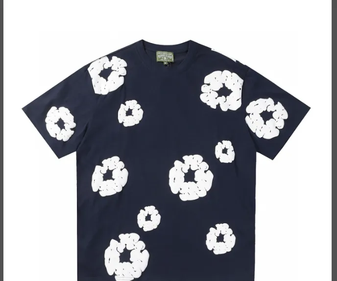 DENIM TEARS Cotton Flower Printed Pattern European and American Trendy Brand High Quality Short Sleeve