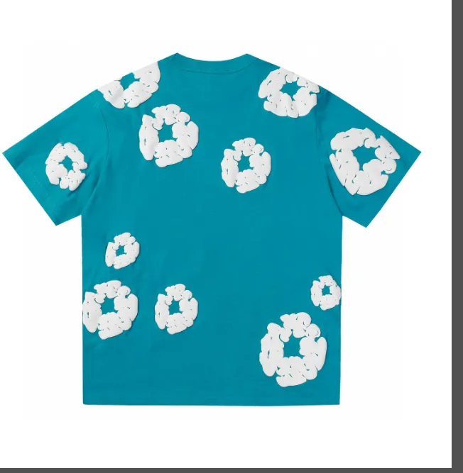 DENIM TEARS Cotton Flower Printed Pattern European and American Trendy Brand High Quality Short Sleeve