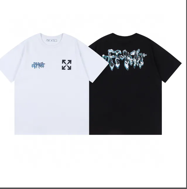 OFF-WHITE New 24ss Graffiti Mercury Letter Arrow Short Sleeve