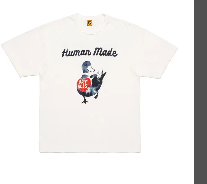 HUMAN MADE SS24 Human made Capsule Series Watercolor Duck Pattern American Retro Single Seam Bamboo Cotton Cylinder Short Sleeve T-shirt