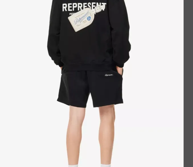 REPRESENT LUGGAGE TAG PRINTED HOODED COTTON SWEATSHIRT American Retro Luggage Tag English Letter Printed Woolen Hoop Hoodie Hoodie