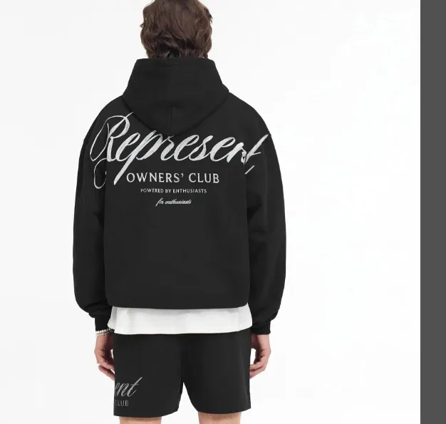 REPRESENT OWNERS CLUB SCRIPT HOODIE American Retro Club Classic Handwritten English LOGO Printed Hoop Hoodie Hoodie