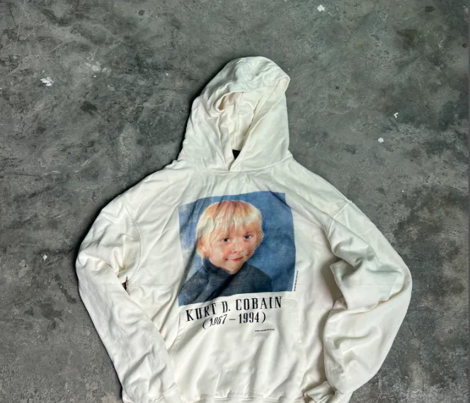 KURT COBIN Memorial CHILD VINTAGE PHOTO HOODIE American Retro Childhood Science Personal Portrait English Printed Woolen Hoop Hoodie Hoodie