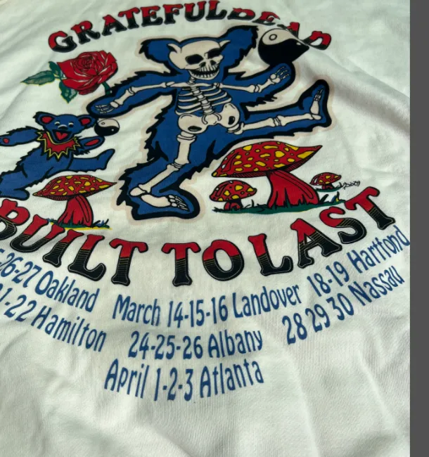 GRATEFUL DEAD 1990 SUMMER TOUR LOT HOODIE Retro American Band Concert Accessories 90s Printed Hoop Hoodie Hoodie