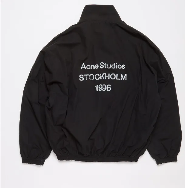 AC Logo Zipper Jacket Used Logo Letter Printed Jacket Windbreaker Coat Black Rice White S-XL