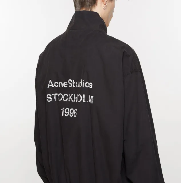 AC Logo Zipper Jacket Used Logo Letter Printed Jacket Windbreaker Coat Black Rice White S-XL