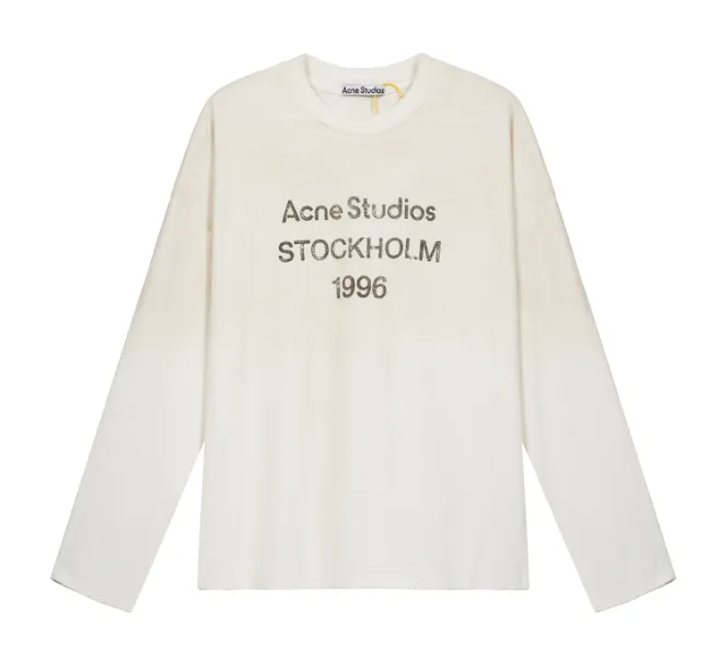 AC vintage logo letter printed long sleeved T-shirt black and white S-XL