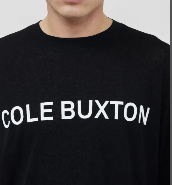 Cole Buxton Minimalist Slogan Letter Logo Printed Long Sleeve T-shirt Black White S-XL Size