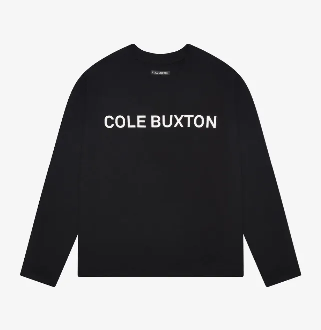 Cole Buxton Minimalist Slogan Letter Logo Printed Long Sleeve T-shirt Black White S-XL Size