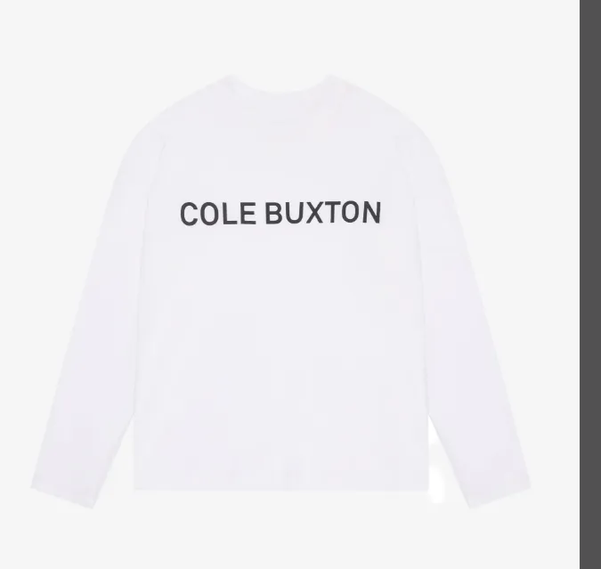 Cole Buxton Minimalist Slogan Letter Logo Printed Long Sleeve T-shirt Black White S-XL Size