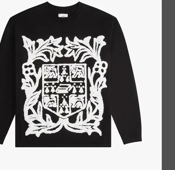 RHUDE logo floral foam logo printed long sleeved T-shirt black S-XL size