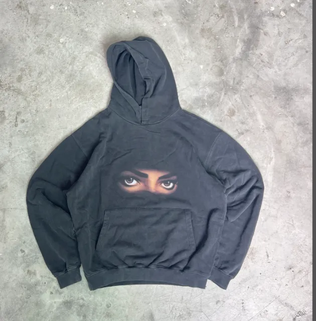 MICHAEL JACKSON DANGEROUS WORLD TOUR NEW VINTAGE HOODIE Michael Jackson Album Surrounding Characters English Printed Hoodie Washed Black S M L XL