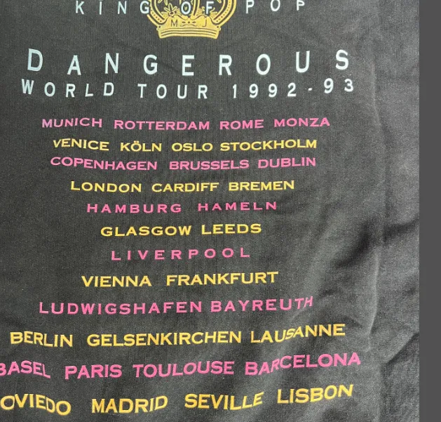 MICHAEL JACKSON DANGEROUS WORLD TOUR NEW VINTAGE HOODIE Michael Jackson Album Surrounding Characters English Printed Hoodie Washed Black S M L XL