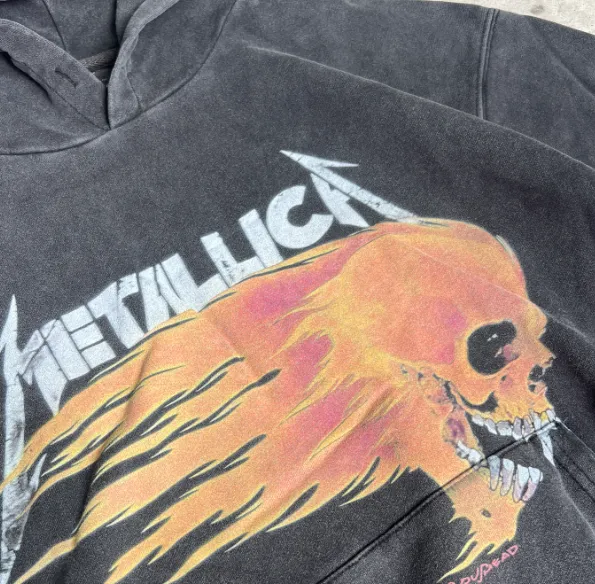 90S METALLICA PUSHEAD DISTRESSED BAND NEW VINTAGE HOODIE 90s Y2K Rock Metal Band Periphery Devil Dark Print FOG Bottom Vintage Hoodie