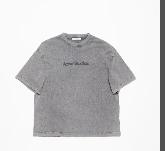 AC Faded Logo Tee Vintage Logo Letter Printed Short Sleeve T-shirt Grey S-XL