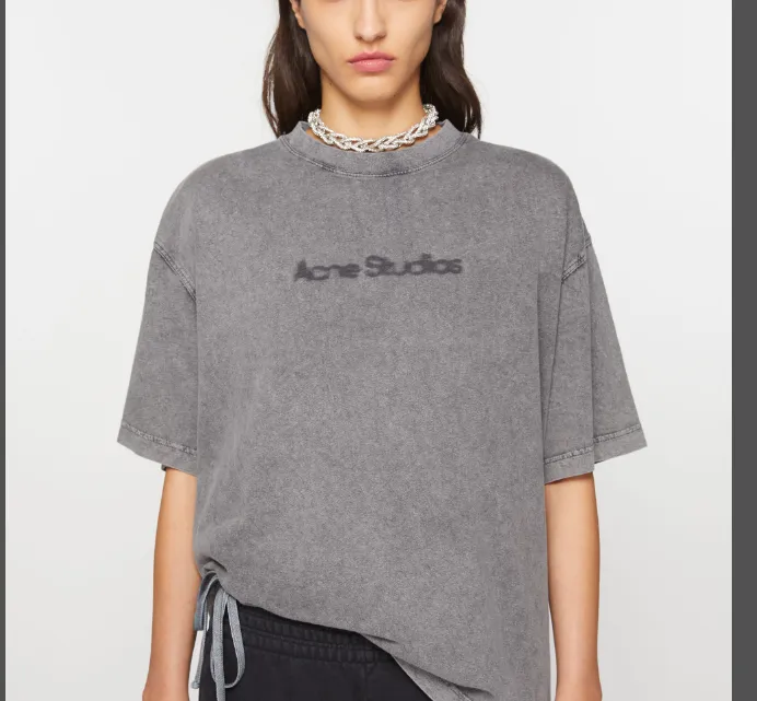 AC Faded Logo Tee Vintage Logo Letter Printed Short Sleeve T-shirt Grey S-XL