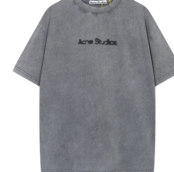 AC Faded Logo Tee Vintage Logo Letter Printed Short Sleeve T-shirt Grey S-XL