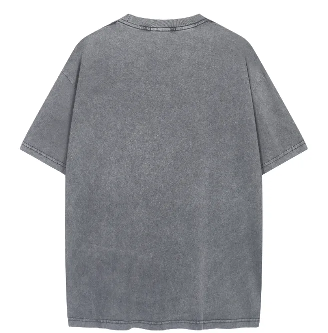 AC Faded Logo Tee Vintage Logo Letter Printed Short Sleeve T-shirt Grey S-XL