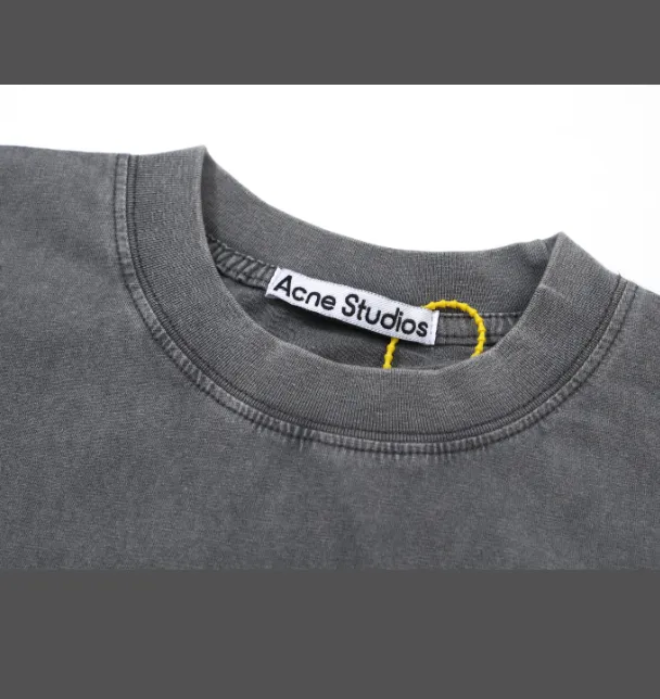 AC Faded Logo Tee Vintage Logo Letter Printed Short Sleeve T-shirt Grey S-XL