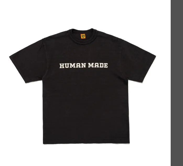 HUMAN MADE SS24 Customized Edition English Logo Letter Tiger Back Printed Pattern Bamboo Cotton Cylinder Short Sleeve T-shirt Black White S M L XL