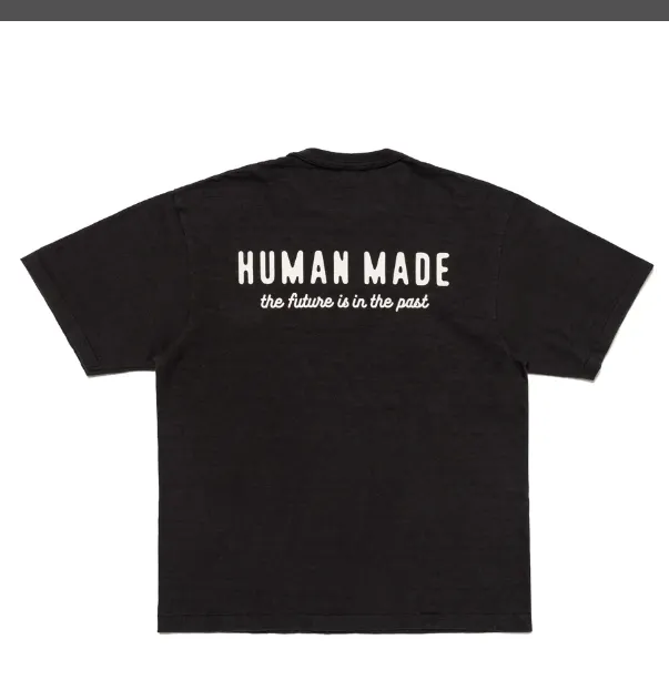 HUMAN MADE SS24 Polar Bear Letter Retro English Printed Pattern Bamboo Cotton Cylinder Short Sleeve T-shirt Black White S M L XL