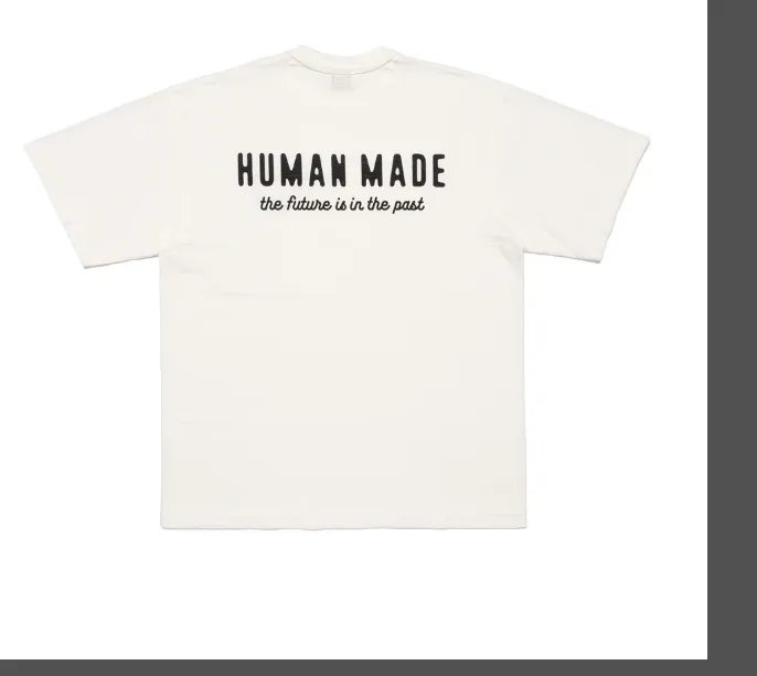 HUMAN MADE SS24 Polar Bear Letter Retro English Printed Pattern Bamboo Cotton Cylinder Short Sleeve T-shirt Black White S M L XL