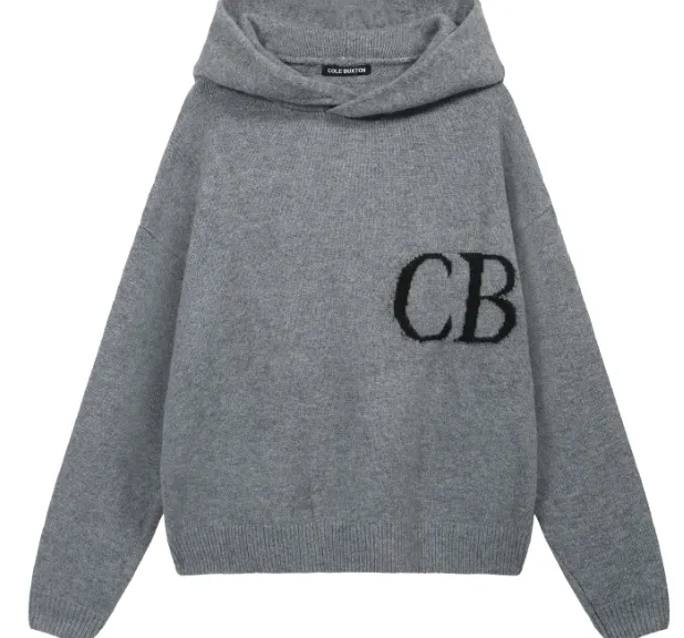 Cole Buxton Minimalist Logo Jacquard Hoodie Sweater Black White Grey S-XL Size