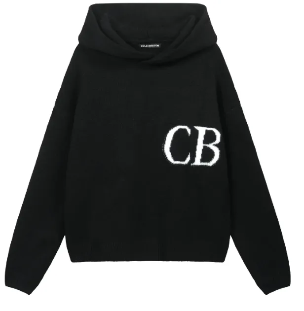 Cole Buxton Minimalist Logo Jacquard Hoodie Sweater Black White Grey S-XL Size