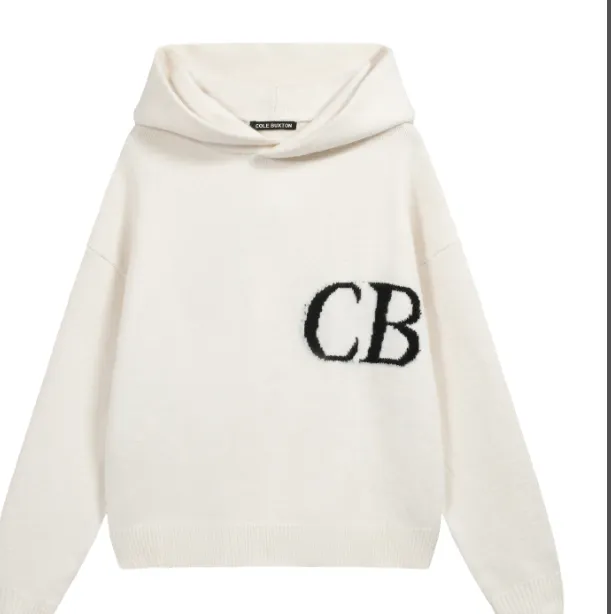 Cole Buxton Minimalist Logo Jacquard Hoodie Sweater Black White Grey S-XL Size