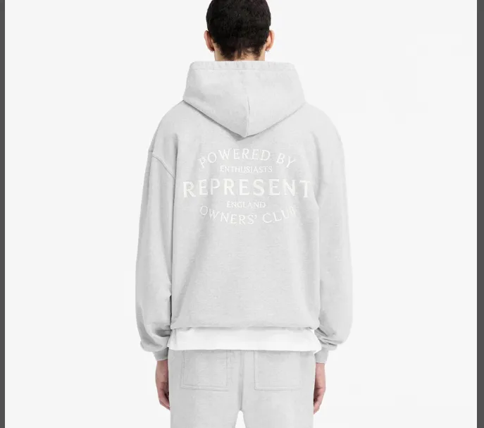 Representative Letter Slogan Logo Printed Hoodie Black Flower Grey Warm White S-XL Size