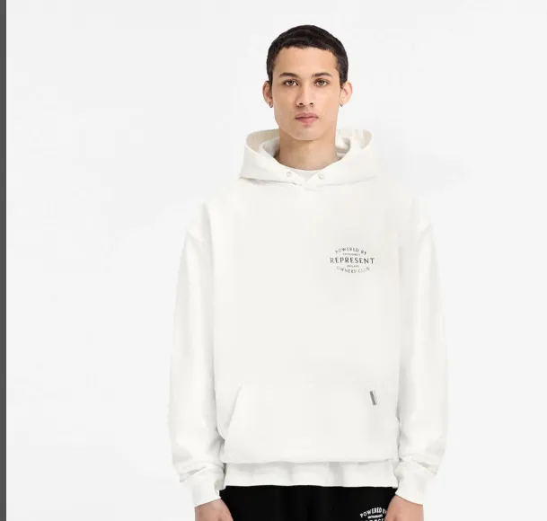 Representative Letter Slogan Logo Printed Hoodie Black Flower Grey Warm White S-XL Size