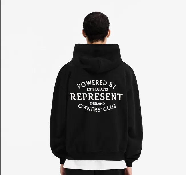 Representative Letter Slogan Logo Printed Hoodie Black Flower Grey Warm White S-XL Size