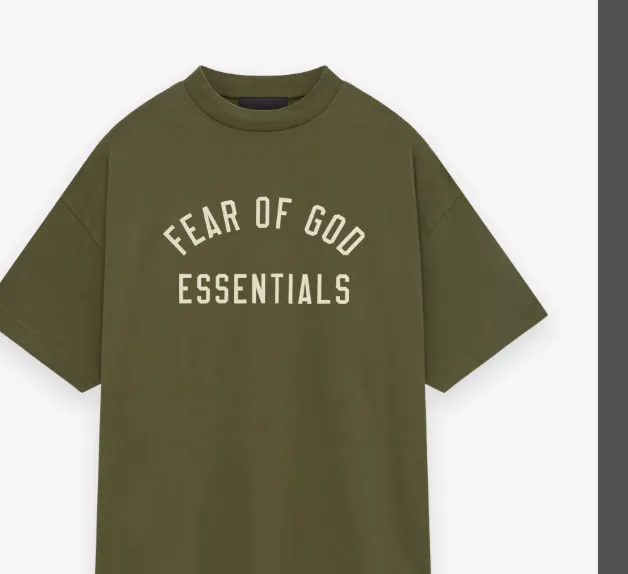 FEAR OF GOD ESSENTIALS 24FW Letter Printed Short Sleeve T-shirt, Evergreen Green, Deep Wheat Grey, Black, Ivory White, S-XL