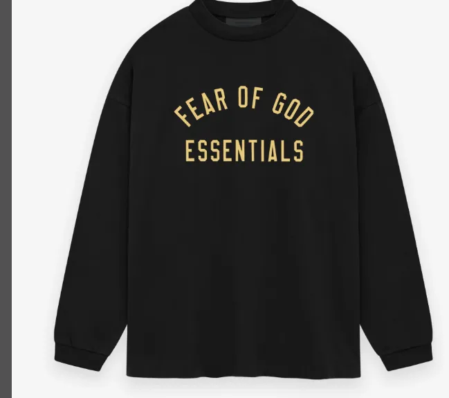 FEAR OF GOD ESSENTIALS 24FW Alphabet Printed Long Sleeve T-shirt Black Black Wheat Grey Ivory White Evergreen Green S-XL