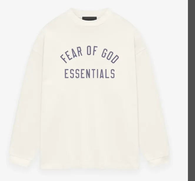 FEAR OF GOD ESSENTIALS 24FW Alphabet Printed Long Sleeve T-shirt Black Black Wheat Grey Ivory White Evergreen Green S-XL