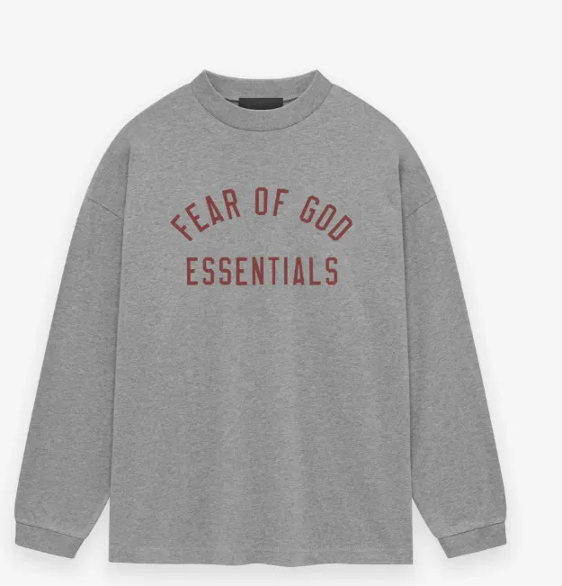 FEAR OF GOD ESSENTIALS 24FW Alphabet Printed Long Sleeve T-shirt Black Black Wheat Grey Ivory White Evergreen Green S-XL