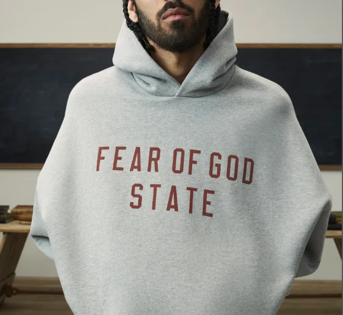 FEAR OF GOD ESSENTIALS 24FW Alphabet Printed Hoodie Ivory White Deep Wheat Grey Black S-XL