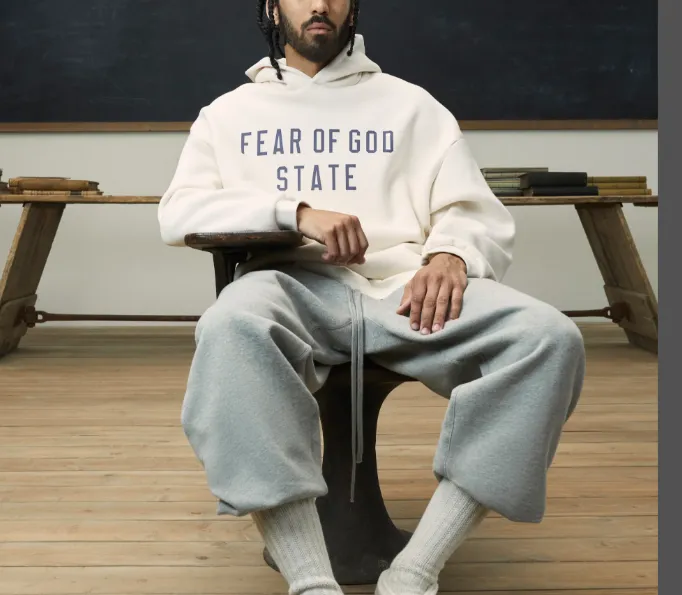 FEAR OF GOD ESSENTIALS 24FW Alphabet Printed Hoodie Ivory White Deep Wheat Grey Black S-XL