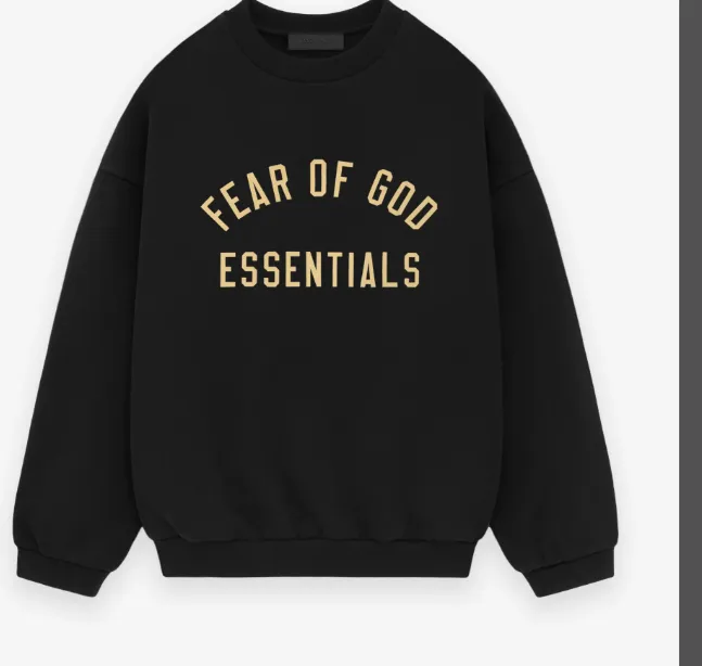 FEAR OF GOD ESSENTIALS 24FW Letter Printed Round Neck Hoodie Black Black Wheat Grey Evergreen Green S-XL