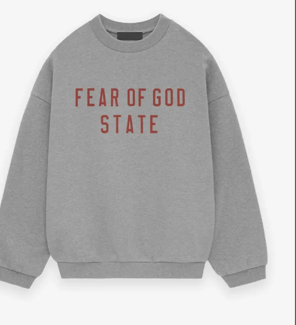 FEAR OF GOD ESSENTIALS 24FW letter printed round neck sweatshirt in dark blue, black, dark wheat gray, S-XL