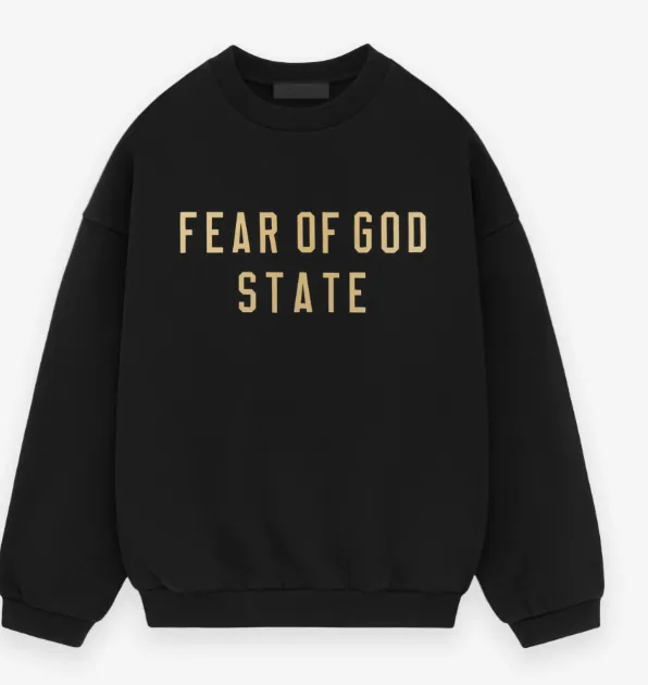 FEAR OF GOD ESSENTIALS 24FW letter printed round neck sweatshirt in dark blue, black, dark wheat gray, S-XL