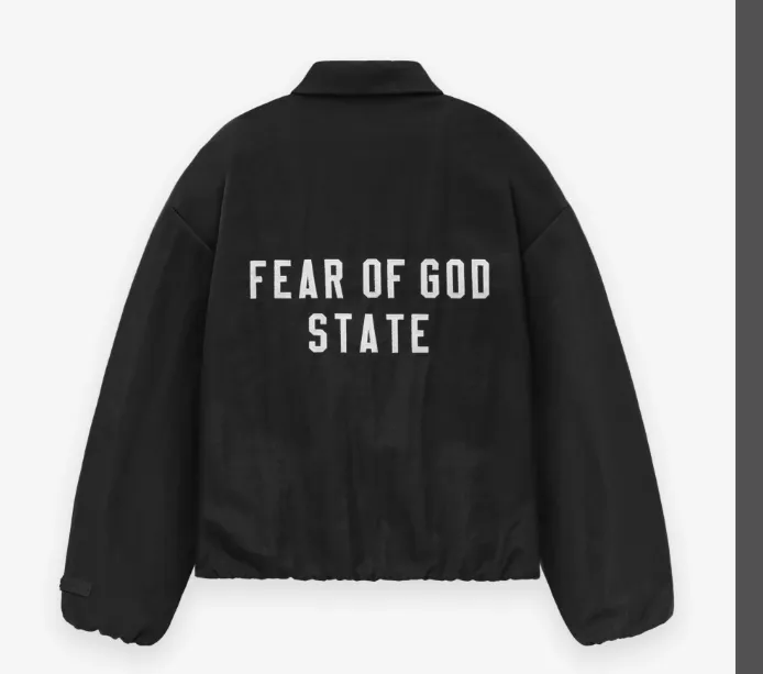 FEAR OF GOD ESSENTIALS 24FW stand up collar embroidered letter windbreaker jacket black evergreen green S-XL