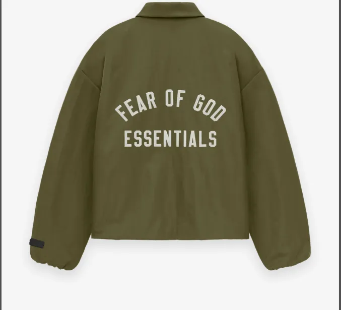 FEAR OF GOD ESSENTIALS 24FW stand up collar embroidered letter windbreaker jacket black evergreen green S-XL