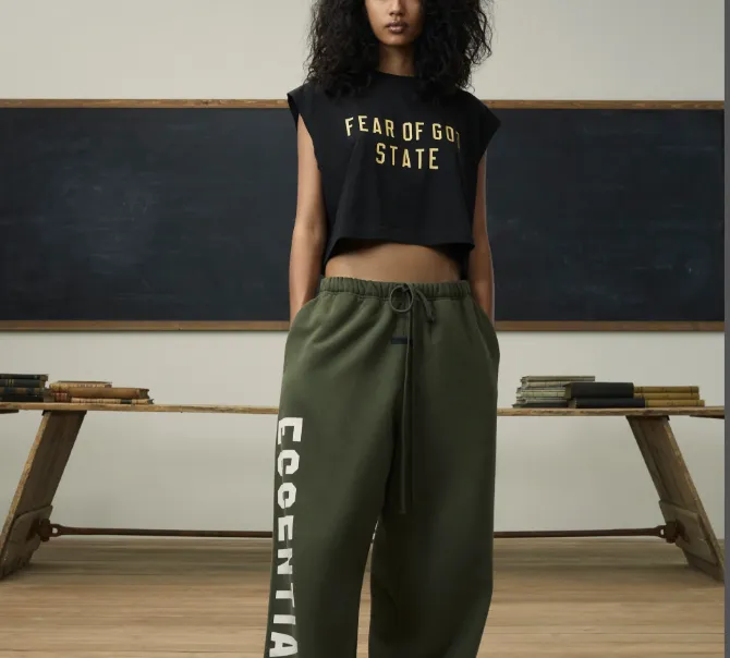 FEAR OF GOD ESSENTIALS 24FW Alphabet Printed Drawstring Pants Black Black Dark Wheat Grey Evergreen Green S-XL