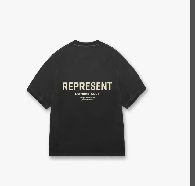 Representative Classic Letter Logo Print Vintage Short Sleeve T-shirt Vintage Black S-XL Size