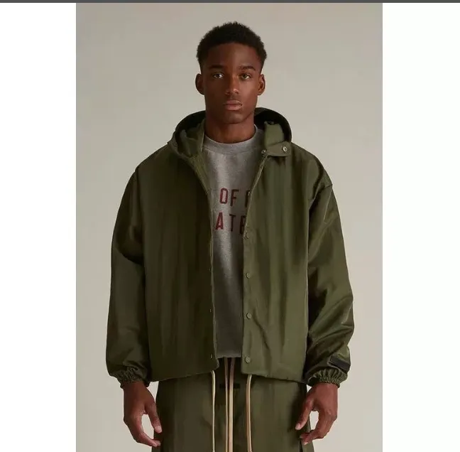 FEAR OF GOD ESSENTIALS 24FW Hoodie with Embroidered Alphabet Coat Black Evergreen Green S-XL