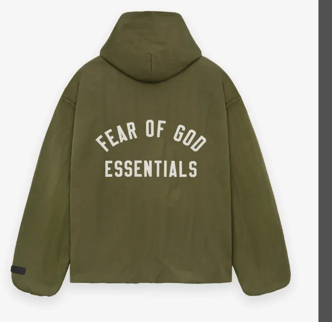 FEAR OF GOD ESSENTIALS 24FW Hoodie with Embroidered Alphabet Coat Black Evergreen Green S-XL